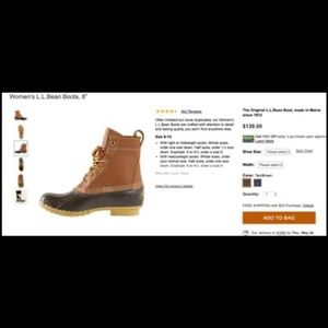 LL BEAN BOOTS SIZE 8